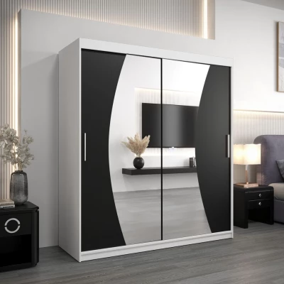 Skříň s posuvnými dveřmi IZABELA - 180 cm, bílá / černá