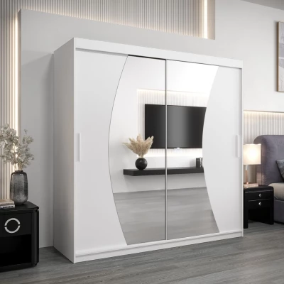 Skříň s posuvnými dveřmi JASMINA - 200 cm, bílá