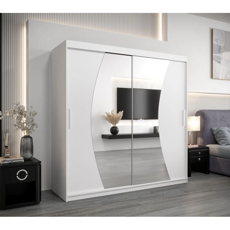 Skříň s posuvnými dveřmi JASMINA - 200 cm, bílá
