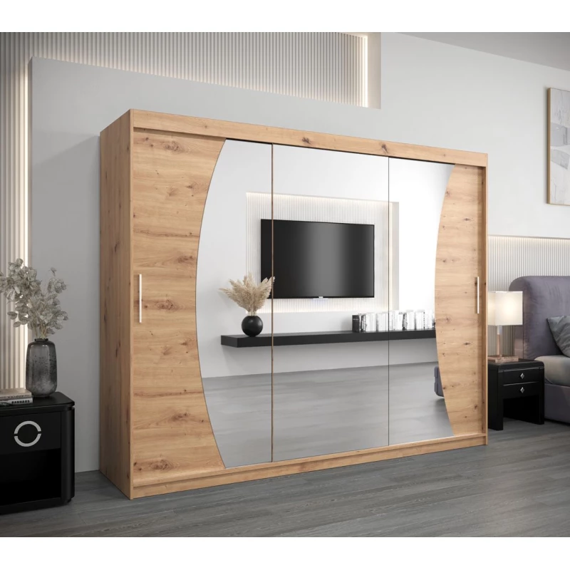 Skříň s posuvnými dveřmi SIMONA - 250 cm, dub artisan