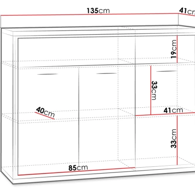 Kombinovaná komoda GINETTE - ořech hikora / dub