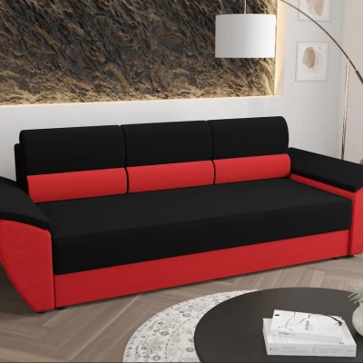 Rozkládací pohovka OPHELIA - černá / červená