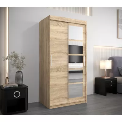 Šatní skříň se zrcadly ARABELA - šířka 100 cm, dub sonoma
