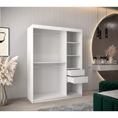 Šatní skříň se zrcadly KLEOPATRA - šířka 150 cm, bílá / černá