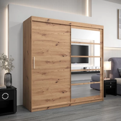 Šatní skříň DENISA - šířka 200 cm, dub artisan