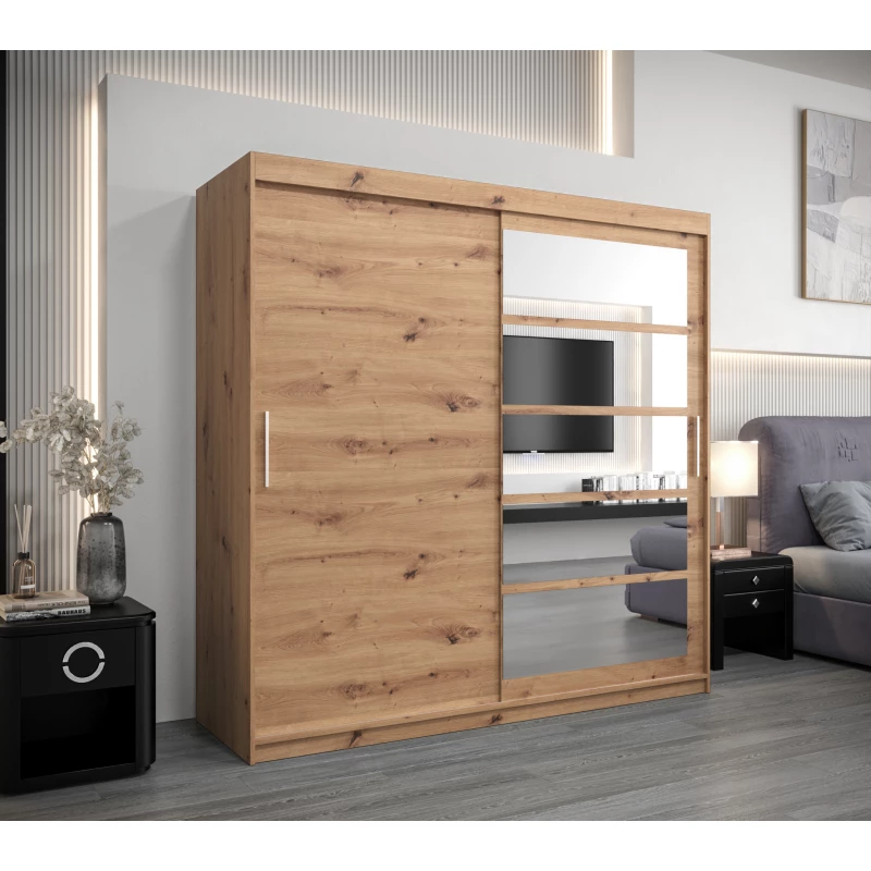 Šatní skříň DENISA - šířka 200 cm, dub artisan