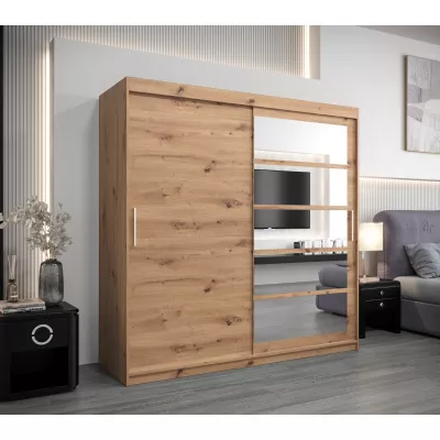 Šatní skříň DENISA - šířka 200 cm, dub artisan