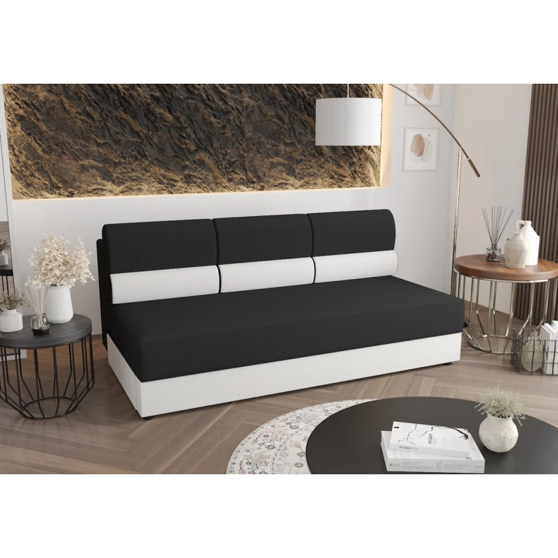 Trojmístná rozkládací pohovka OPHELIA - tmavě šedá / bílá