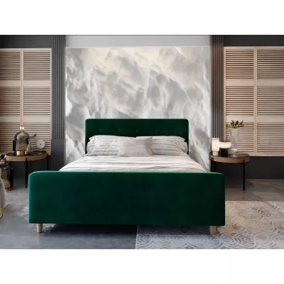 Manželská čalouněná postel NESSIE - 140x200, zelená