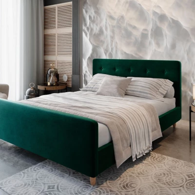 Manželská čalouněná postel NESSIE - 140x200, zelená