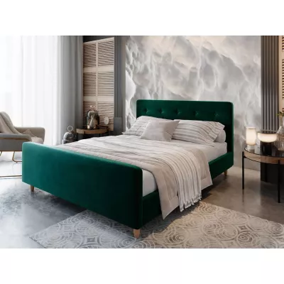 Manželská čalouněná postel NESSIE - 160x200, zelená