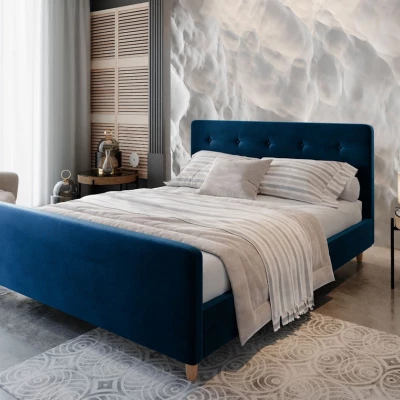 Jednolůžková čalouněná postel NESSIE - 120x200, modrá
