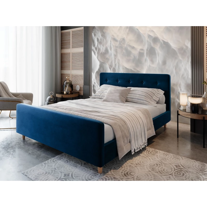 Manželská čalouněná postel NESSIE - 160x200, modrá