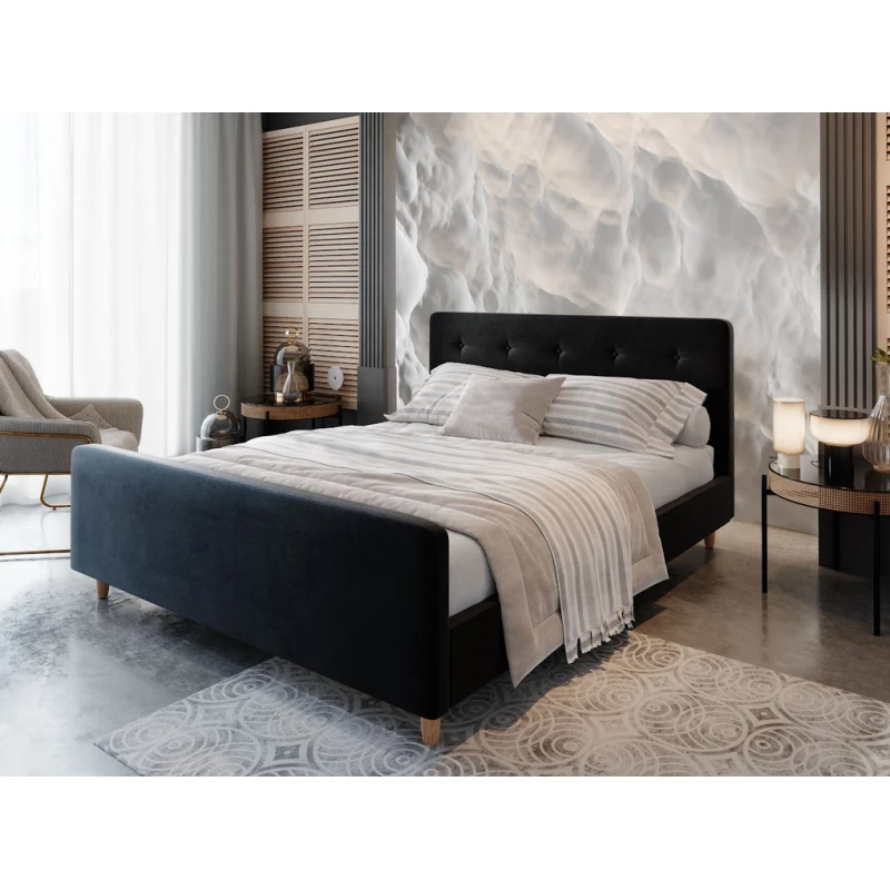 Manželská čalouněná postel NESSIE - 140x200, černá