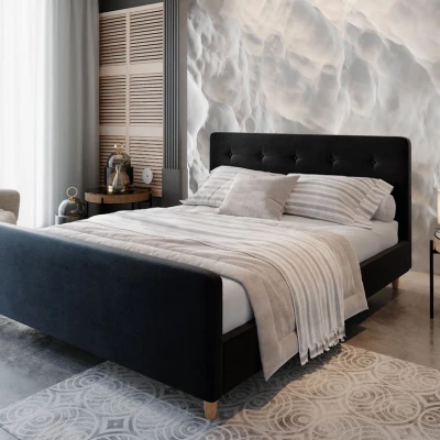 Manželská čalouněná postel NESSIE - 180x200, černá