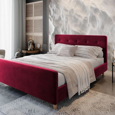 Manželská čalouněná postel NESSIE - 160x200, červená
