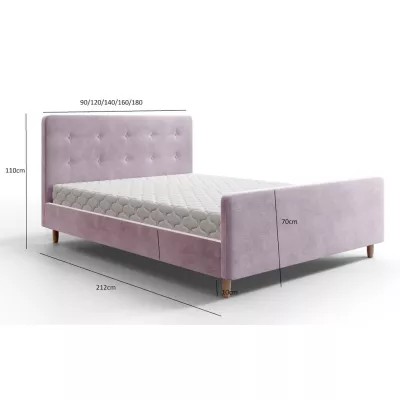 Manželská čalouněná postel NESSIE - 140x200, hořčicová