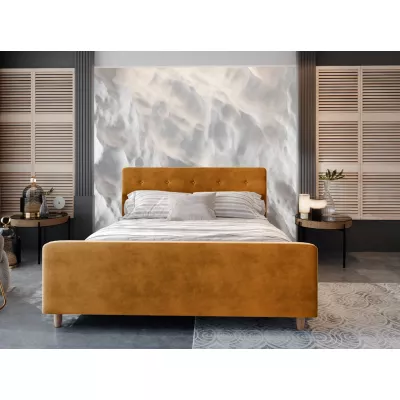 Manželská čalouněná postel NESSIE - 160x200, hořčicová