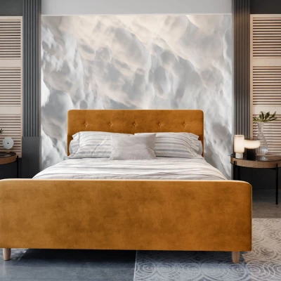 Manželská postel s úložným prostorem NESSIE - 180x200, hořčicová