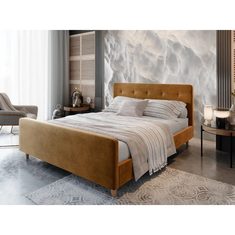 Manželská postel s úložným prostorem NESSIE - 140x200, hořčicová