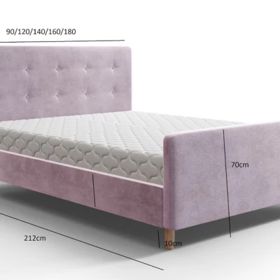 Jednolůžková čalouněná postel NESSIE - 120x200, růžová