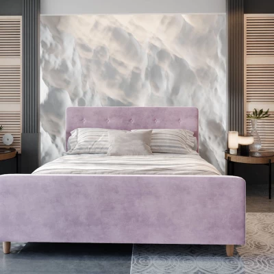 Jednolůžková čalouněná postel NESSIE - 90x200, růžová