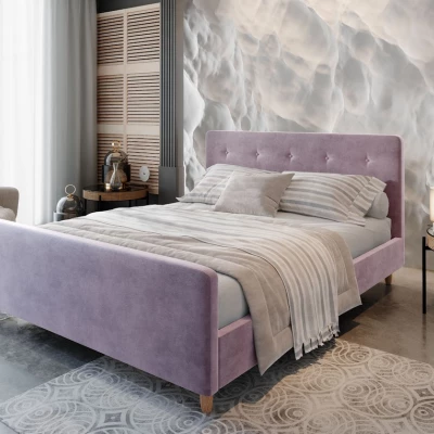 Manželská čalouněná postel NESSIE - 140x200, růžová