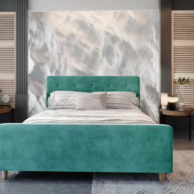 Manželská postel s úložným prostorem NESSIE - 140x200, tyrkysová
