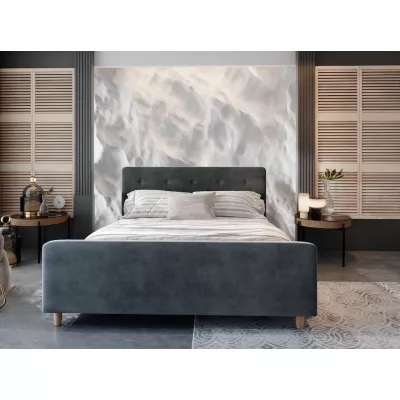 Manželská čalouněná postel NESSIE - 140x200, tmavě šedá