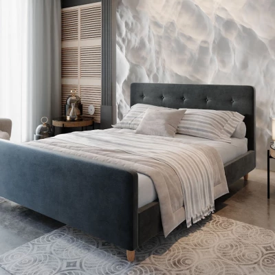 Manželská čalouněná postel NESSIE - 140x200, tmavě šedá