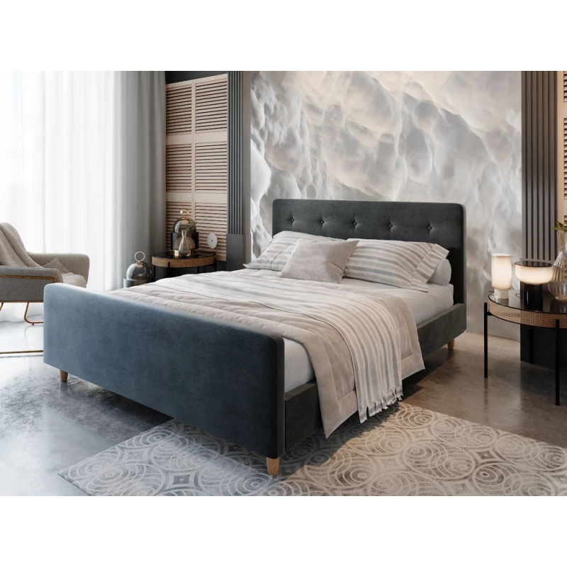 Manželská čalouněná postel NESSIE - 160x200, tmavě šedá