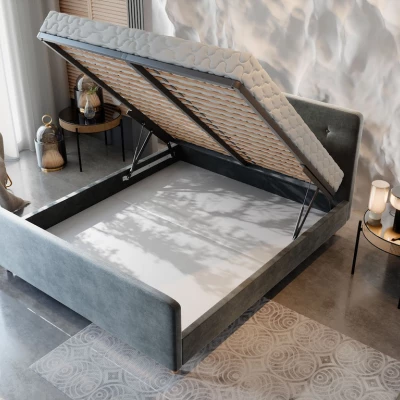Jednolůžková postel s úložným prostorem NESSIE - 120x200, tmavě šedá