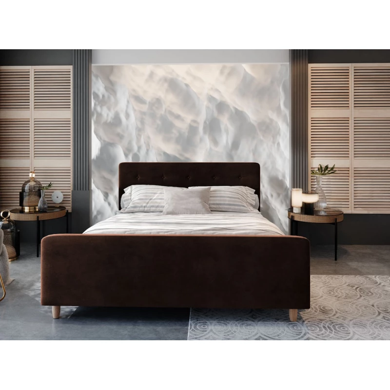 Manželská čalouněná postel NESSIE - 140x200, tmavě hnědá