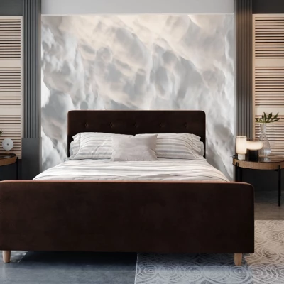 Manželská čalouněná postel NESSIE - 160x200, tmavě hnědá