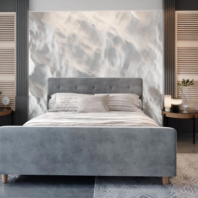 Manželská čalouněná postel NESSIE - 140x200, světle šedá