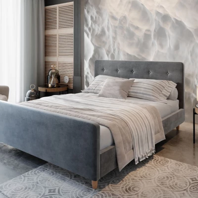 Manželská čalouněná postel NESSIE - 160x200, světle šedá