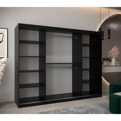 Skříň s posuvnými dveřmi LEONA - šířka 250 cm, černá / bílá
