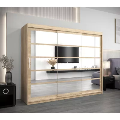 Skříň s posuvnými dveřmi LEONA - šířka 250 cm, dub sonoma