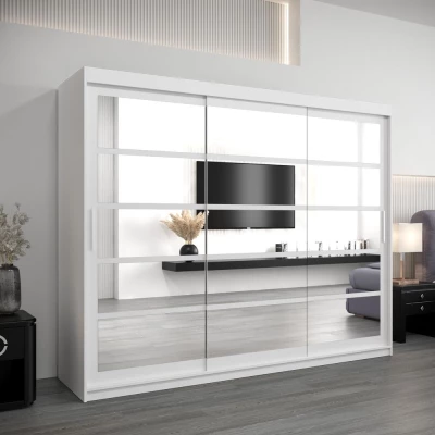 Skříň s posuvnými dveřmi LEONA - šířka 250 cm, bílá