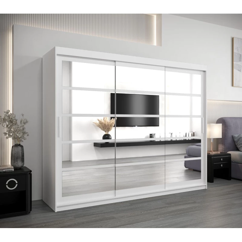 Skříň s posuvnými dveřmi LEONA - šířka 250 cm, bílá