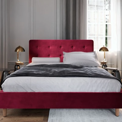 Čalouněná manželská postel NOOR - 160x200, červená