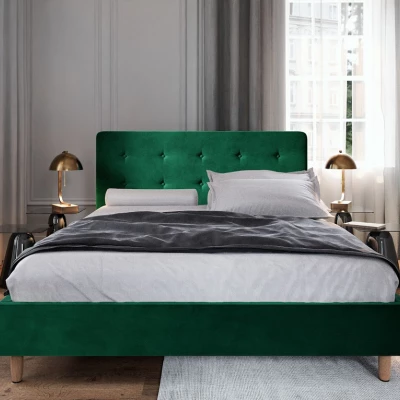 Manželská postel s úložným prostorem NOOR - 180x200, zelená