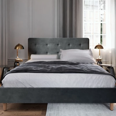 Čalouněná manželská postel NOOR - 140x200, tmavě šedá