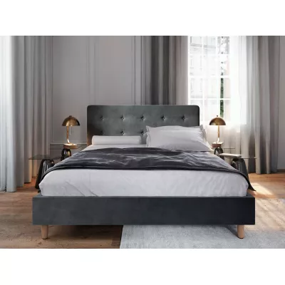 Čalouněná manželská postel NOOR - 160x200, tmavě šedá