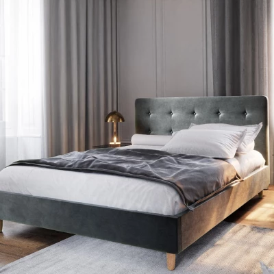 Čalouněná manželská postel NOOR - 180x200, tmavě šedá