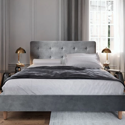 Čalouněná manželská postel NOOR - 140x200, světle šedá