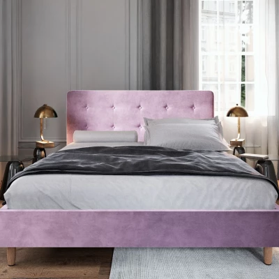 Čalouněná manželská postel NOOR - 140x200, růžová