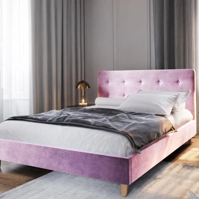 Čalouněná manželská postel NOOR - 140x200, růžová
