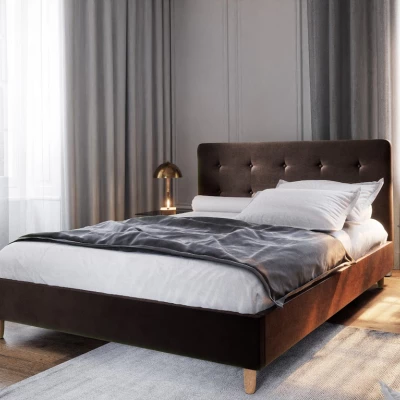 Čalouněná manželská postel NOOR - 180x200, tmavě hnědá