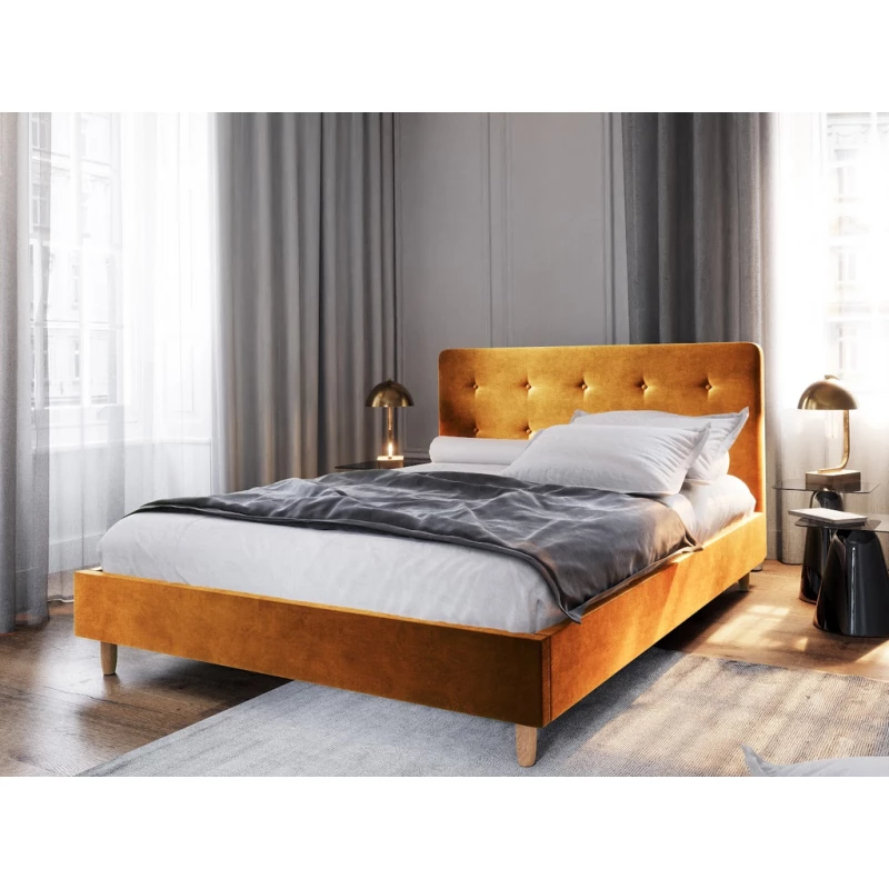 Čalouněná manželská postel NOOR - 140x200, hořčicová